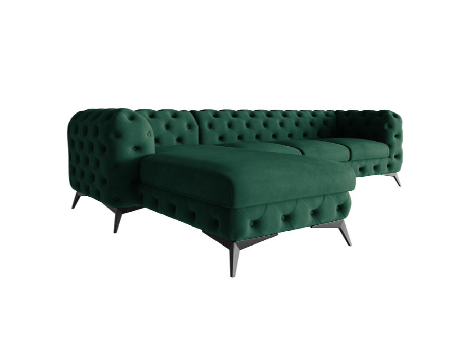 Duży Narożnik z otomaną TEO OT+3 pikowany Chesterfield na nóżkach 5