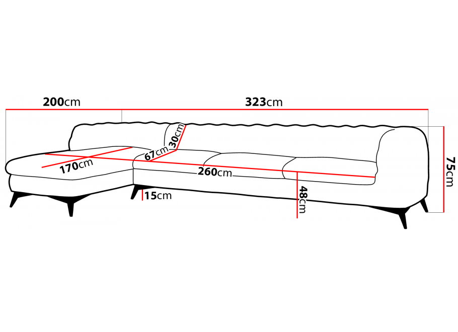 Nowoczesny narożnik pikowany na wysokich nóżkach TEO OT+3 Chesterfield 9