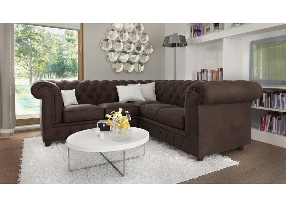Narożnik pięcioosobowy pikowany Chesterfield SOLARIS 2+E+2 17