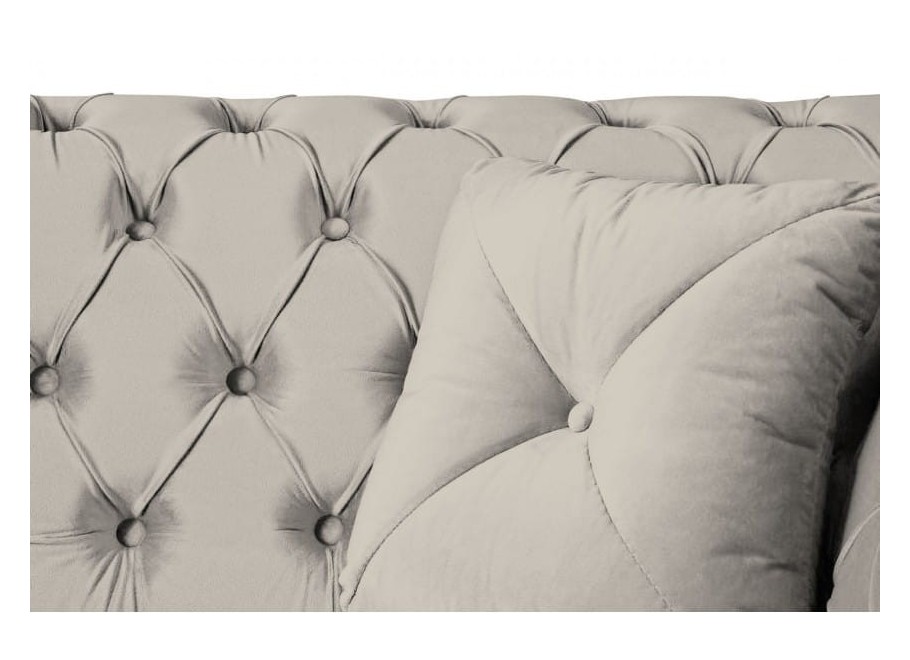 Narożnik pikowany Chesterfield PORTO szary na drewnianych nóżkach do salonu - Riviera 91