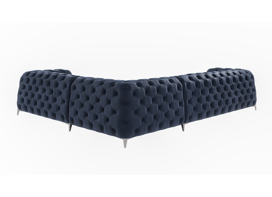 Granatowy narożnik pikowany KALIFORNIA 3+E+2 na srebrnych nóżkach 3