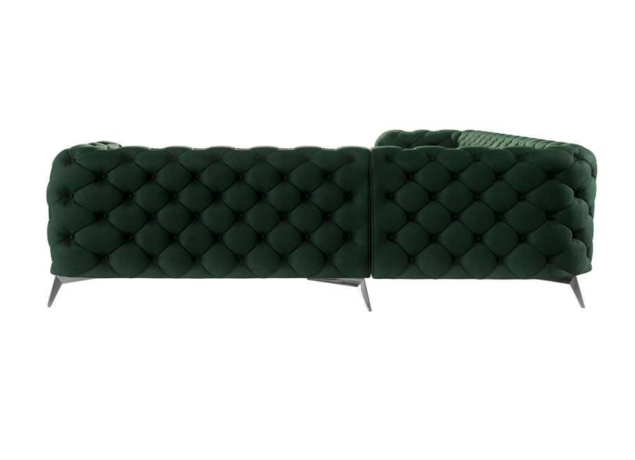 Narożnik pikowany Chesterfield ciemnozielony do salonu TEO 3+E+2 4