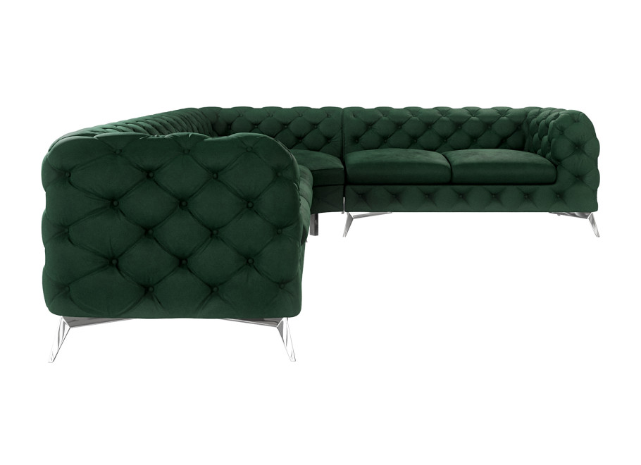 Narożnik pikowany Chesterfield ciemnozielony do salonu TEO 3+E+2 3