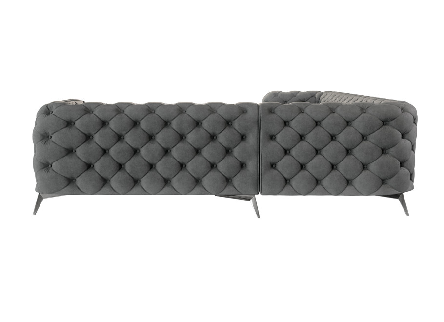 Narożnik szary pikowany Chesterfield na srebrnych nóżkach TEO 3+E+2 4