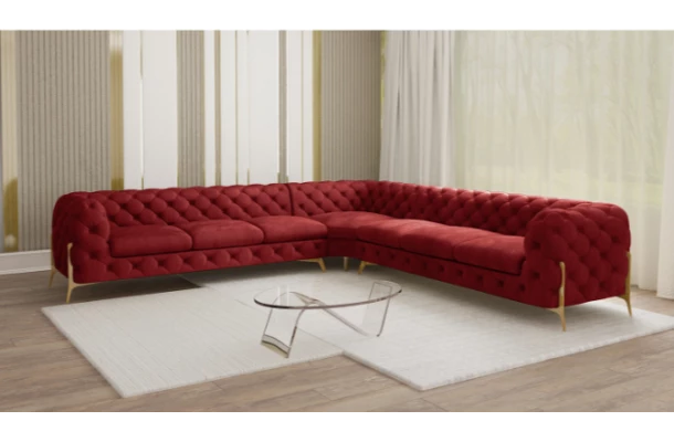 Narożnik siedmioosobowy pikowany glamour Chesterfield TEO HIGH 3+E+3 - design i funkcjonalnosc w parze