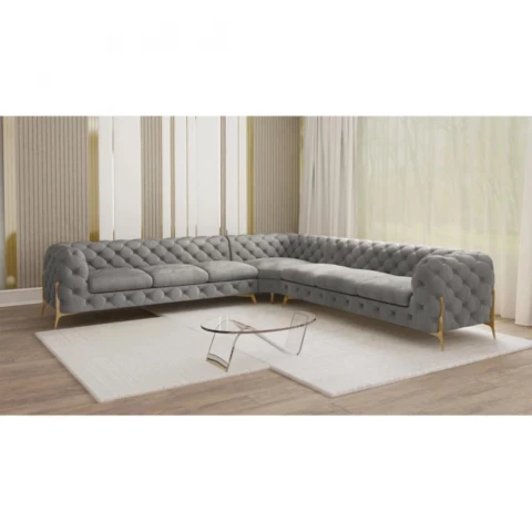 Narożnik siedmioosobowy pikowany glamour Chesterfield TEO HIGH...