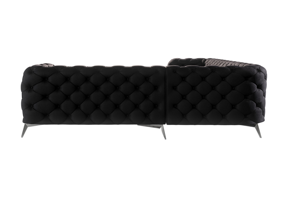 Narożnik czarny welur Chesterfield pikowany na nóżkach TEO 3+E+2 4