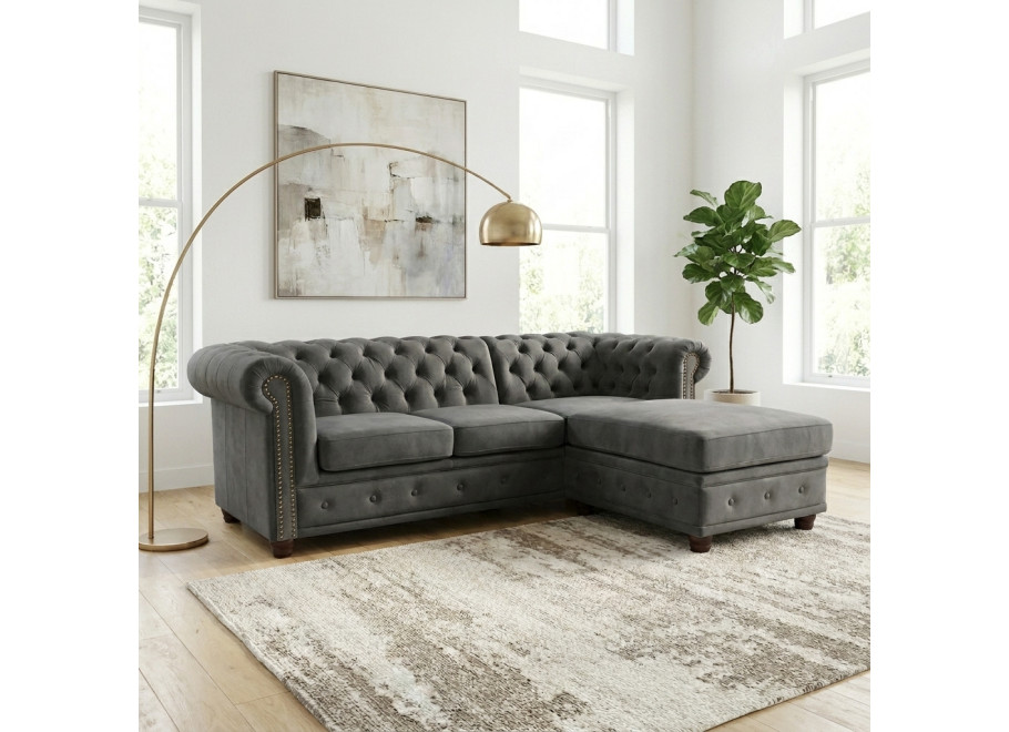 Narożnik czteroosobowy pikowany Chesterfield FELIX 2+OT - Riviera 91