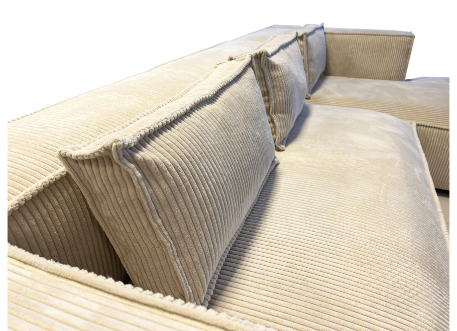 Narożnik czteroosobowy z poduszkami nowoczesny ESMO beżowy sztruks 9