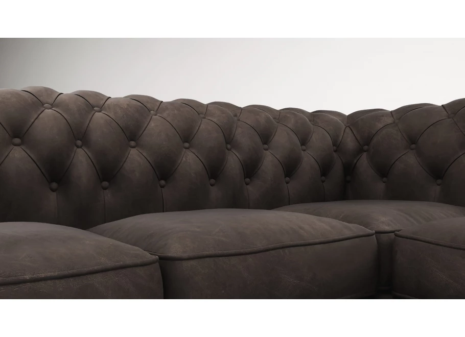 Narożnik pięcioosobowy pikowany Chesterfield SOLARIS 2+E+2