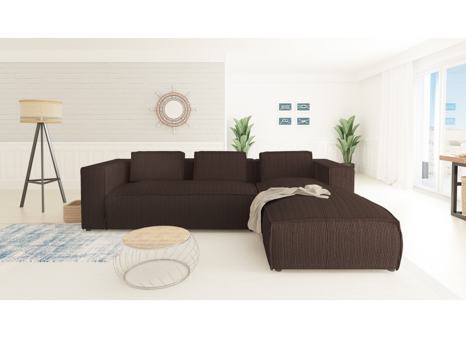 Narożnik L-kształtny ESMO z poduszkami nowoczesny ciemnobrązowy 8