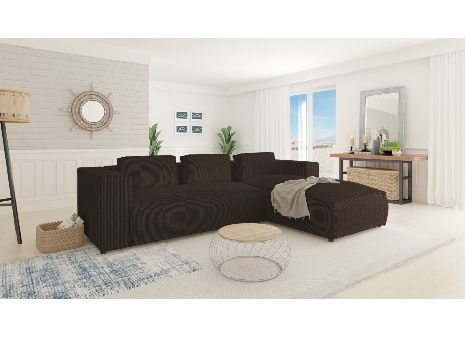 Narożnik L-kształtny ESMO z poduszkami nowoczesny ciemnobrązowy 9