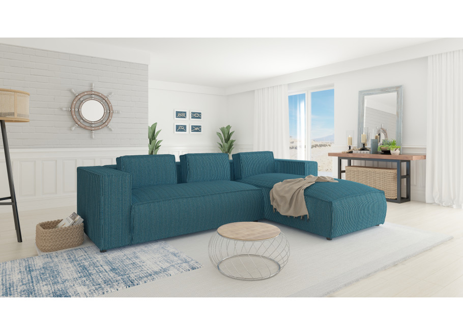 Wygodny narożnik L-kształtny ESMO z poduszkami nowoczesny sztruksowy 9