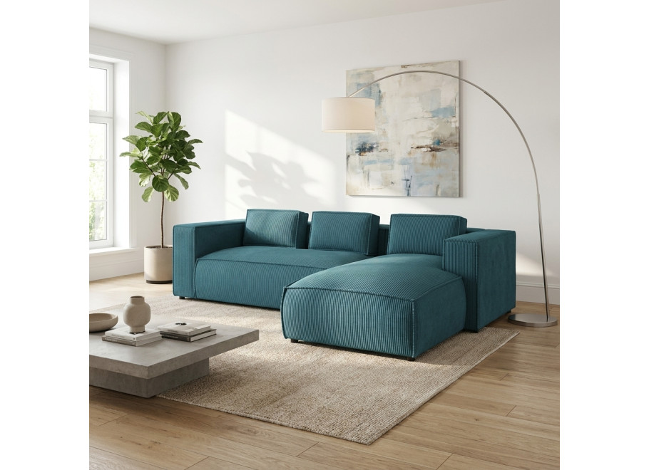 Wygodny narożnik L-kształtny ESMO z poduszkami nowoczesny sztruksowy