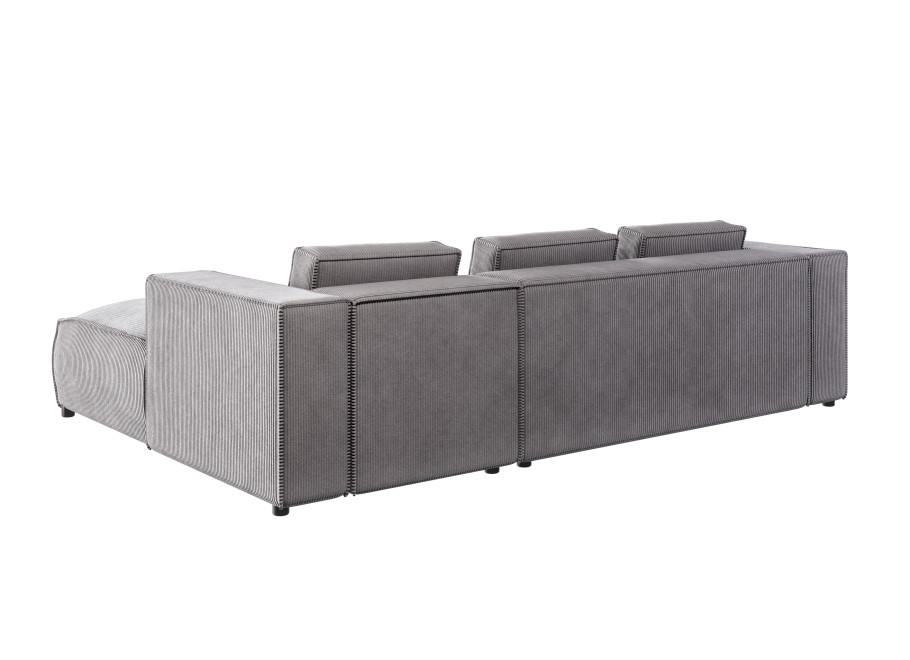 Szary narożnik L-kształtny ESMO z poduszkami nowoczesny sztruksowy 3