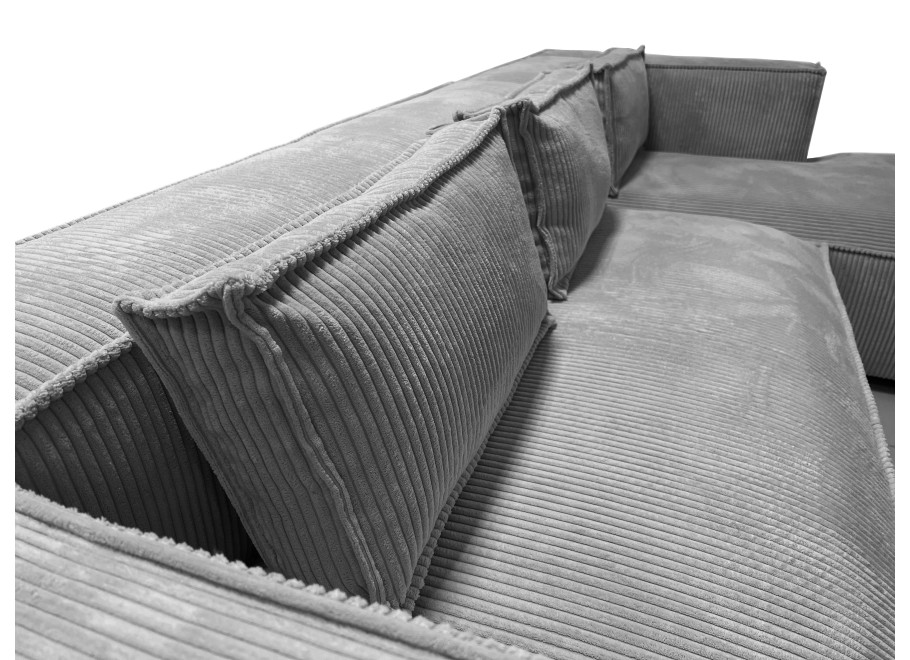 Szary narożnik L-kształtny ESMO z poduszkami nowoczesny sztruksowy 4