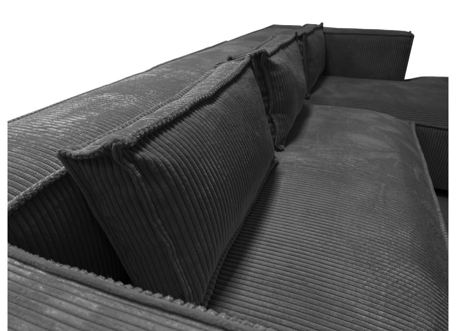 Narożnik L-kształtny ESMO grafitowy z poduszkami sztruksowa tkanina 4