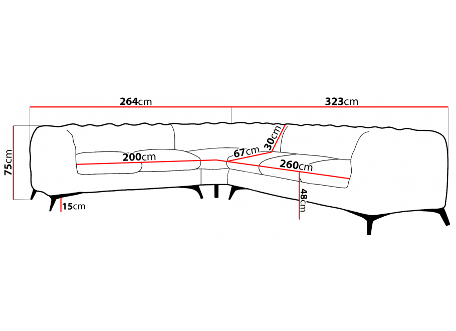 Narożnik pikowany Chesterfield TEO 2+E+3 szary welur w stylu glamour 5