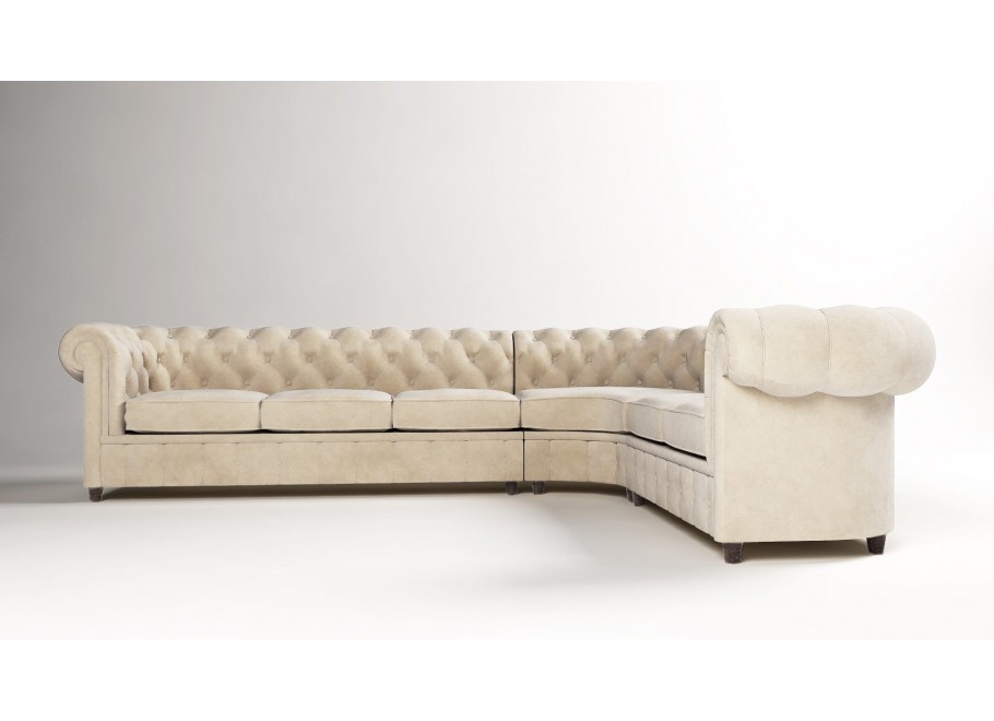 Narożnik sześcioosobowy pikowany Chesterfield SOLARIS 3+E+2 3