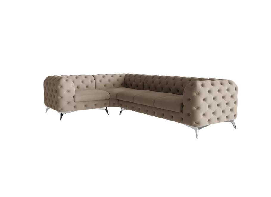 Narożnik pięcioosobowy luksusowy pikowany Chesterfield TEO 1+E+3