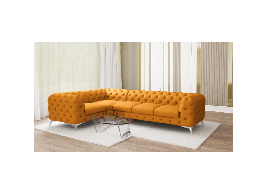 Narożnik pięcioosobowy luksusowy pikowany Chesterfield TEO 1+E+3