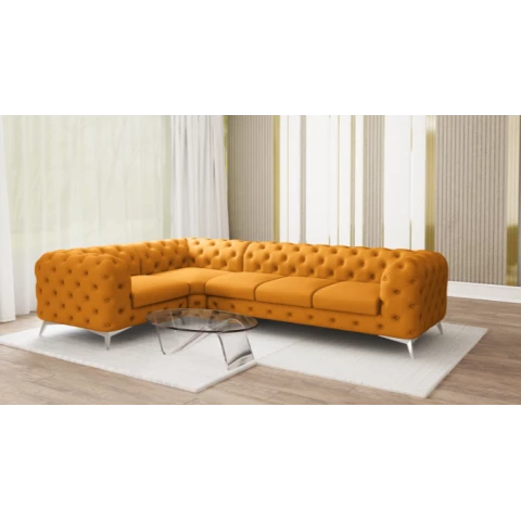 Narożnik pięcioosobowy luksusowy pikowany Chesterfield TEO 1+E+3