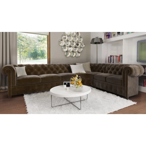 Narożnik sześcioosobowy pikowany Chesterfield SOLARIS 3+E+2