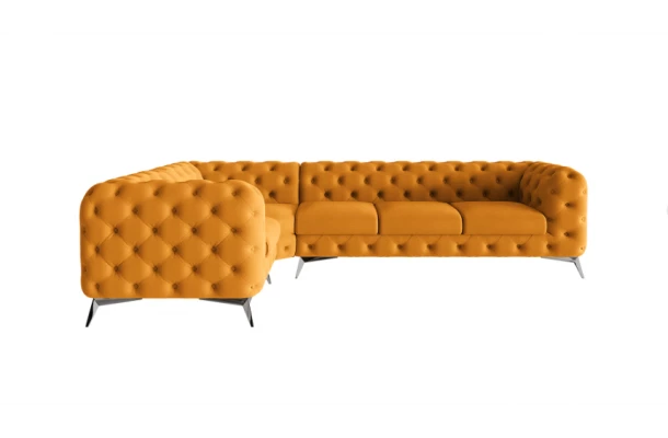 Narożnik pięcioosobowy luksusowy pikowany Chesterfield TEO 1+E+3 - eleganckie