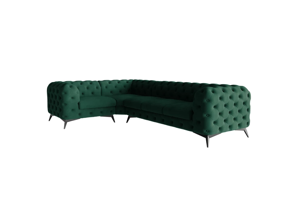 Narożnik pięcioosobowy luksusowy pikowany Chesterfield TEO 1+E+3