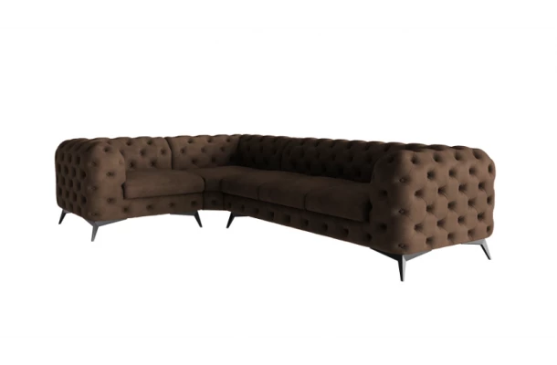 Narożnik pięcioosobowy luksusowy pikowany Chesterfield TEO 1+E+3 - wypoczynkowe
