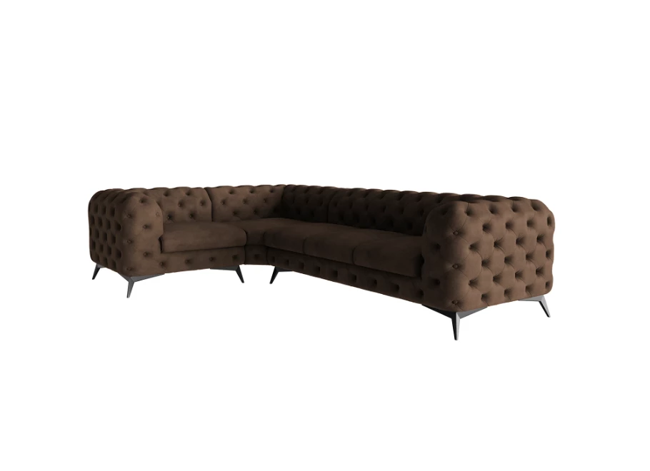 Narożnik pięcioosobowy luksusowy pikowany Chesterfield TEO 1+E+3