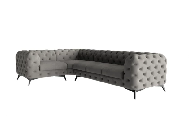 Narożnik pięcioosobowy luksusowy pikowany Chesterfield TEO 1+E+3 - przestronne