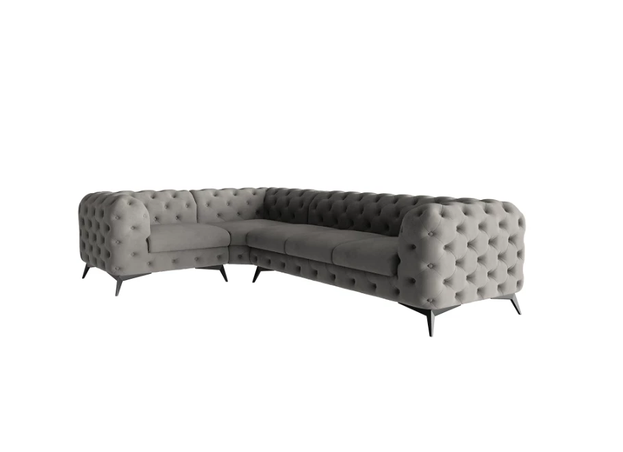Narożnik pięcioosobowy luksusowy pikowany Chesterfield TEO 1+E+3