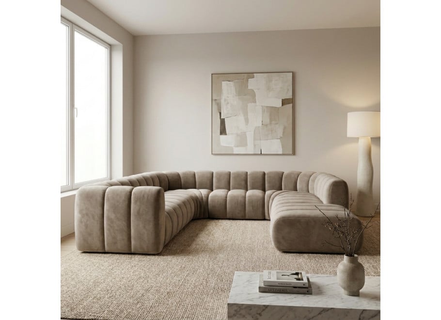 Narożnik modułowy Velis SL+S+RS+S+RS+S+P - French Velvet 656