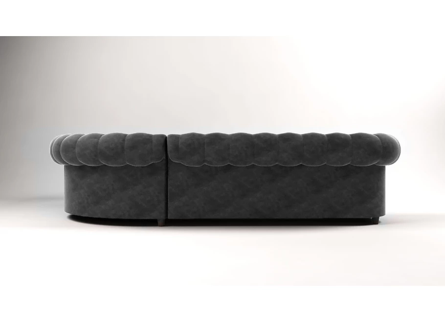 Narożnik sześcioosobowy z funkcją spania pikowany Chesterfield SOLARIS 3+E+2