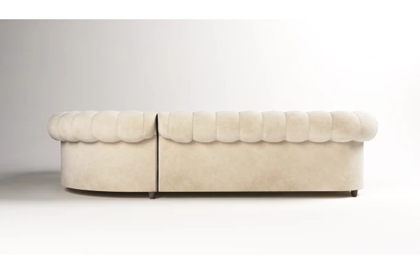 Narożnik sześcioosobowy z funkcją spania pikowany Chesterfield SOLARIS 3+E+2 - luksusowe