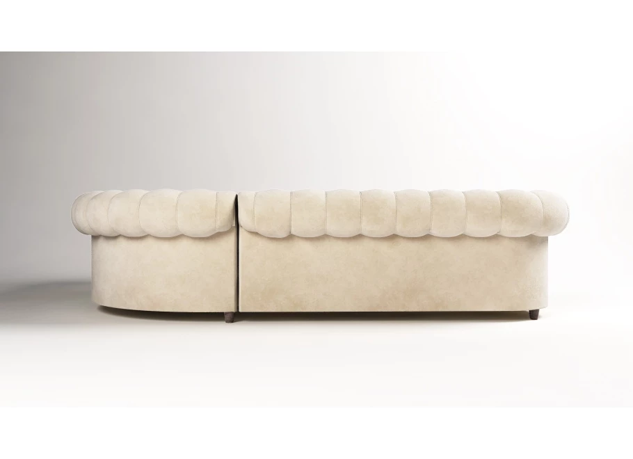 Narożnik sześcioosobowy z funkcją spania pikowany Chesterfield SOLARIS 3+E+2