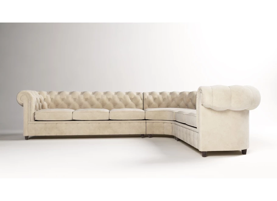Narożnik sześcioosobowy z funkcją spania pikowany Chesterfield SOLARIS 3+E+2