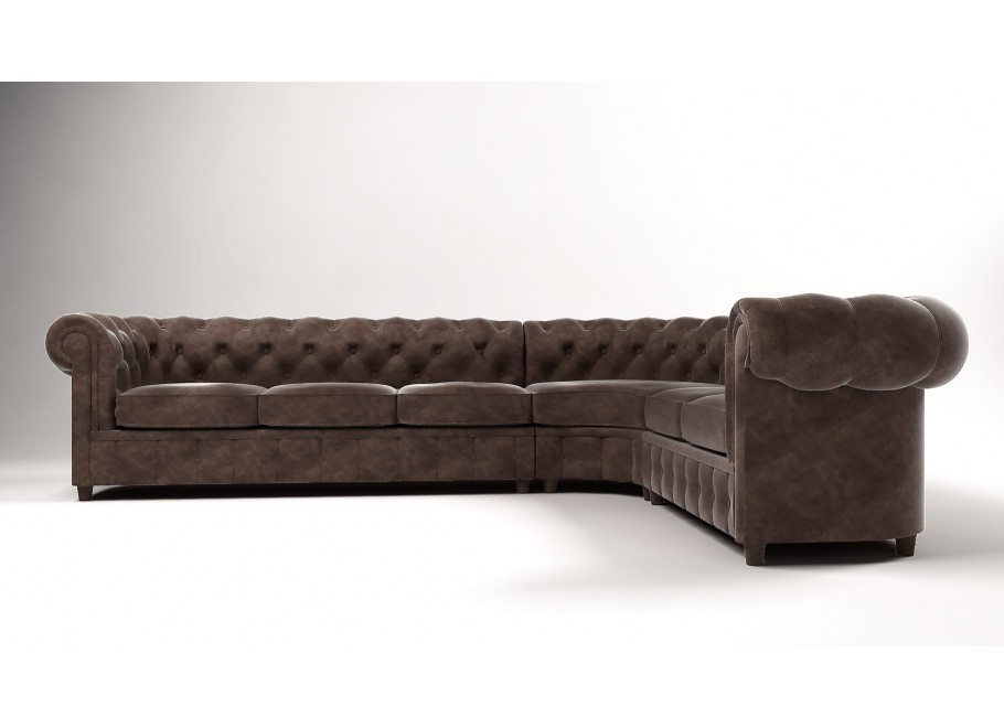 Narożnik sześcioosobowy z funkcją spania pikowany Chesterfield SOLARIS 3+E+2 7