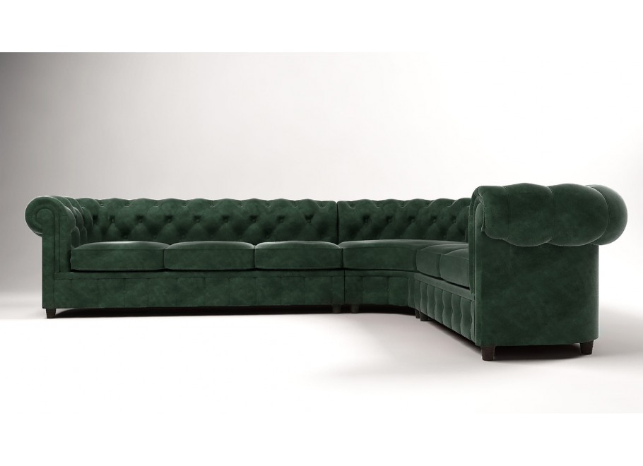 Narożnik sześcioosobowy z funkcją spania pikowany Chesterfield SOLARIS 3+E+2 8