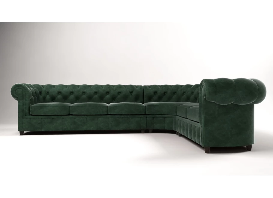 Narożnik sześcioosobowy z funkcją spania pikowany Chesterfield SOLARIS 3+E+2