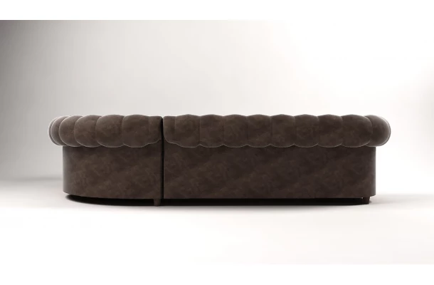 Narożnik sześcioosobowy z funkcją spania pikowany Chesterfield SOLARIS 3+E+2 - eleganckie