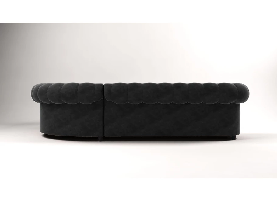 Narożnik sześcioosobowy z funkcją spania pikowany Chesterfield SOLARIS 3+E+2