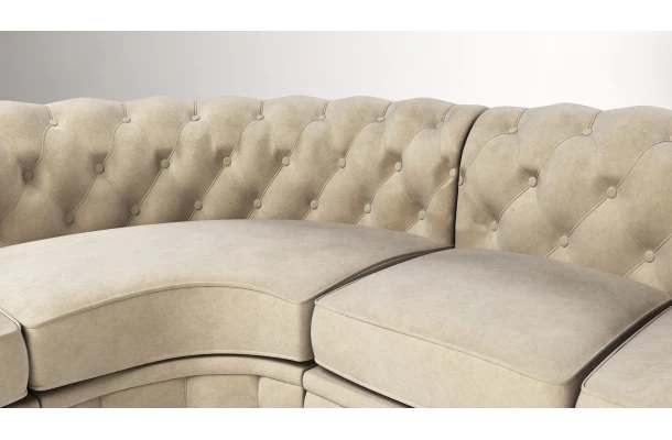 Narożnik sześcioosobowy z funkcją spania pikowany Chesterfield SOLARIS 3+E+2 - design i funkcjonalnosc w parze