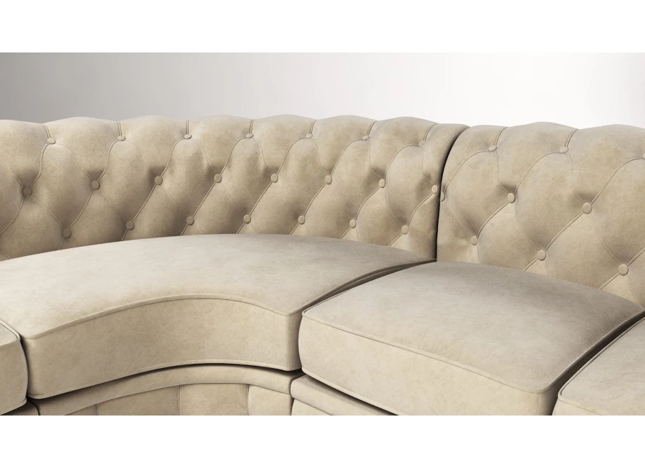 Narożnik sześcioosobowy z funkcją spania pikowany Chesterfield SOLARIS 3+E+2