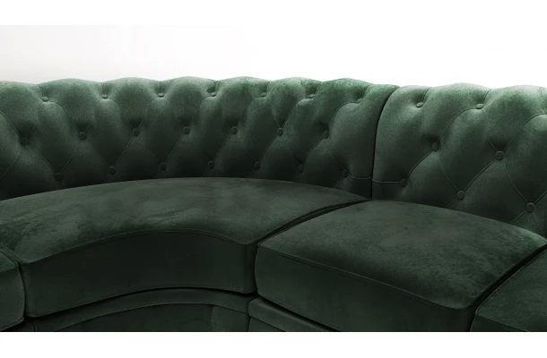 Narożnik sześcioosobowy z funkcją spania pikowany Chesterfield SOLARIS 3+E+2 - design i funkcjonalnosc w parze