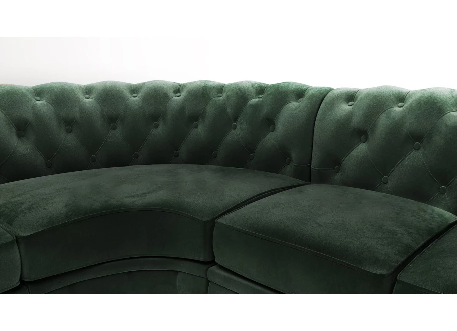 Narożnik sześcioosobowy z funkcją spania pikowany Chesterfield SOLARIS 3+E+2