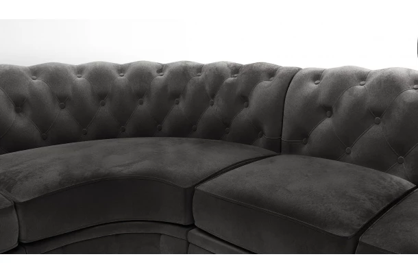 Narożnik sześcioosobowy z funkcją spania pikowany Chesterfield SOLARIS 3+E+2 - design i funkcjonalnosc w parze