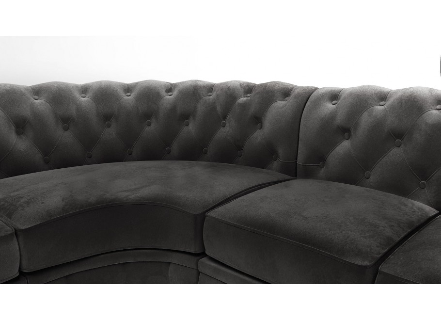 Narożnik sześcioosobowy z funkcją spania pikowany Chesterfield SOLARIS 3+E+2 14