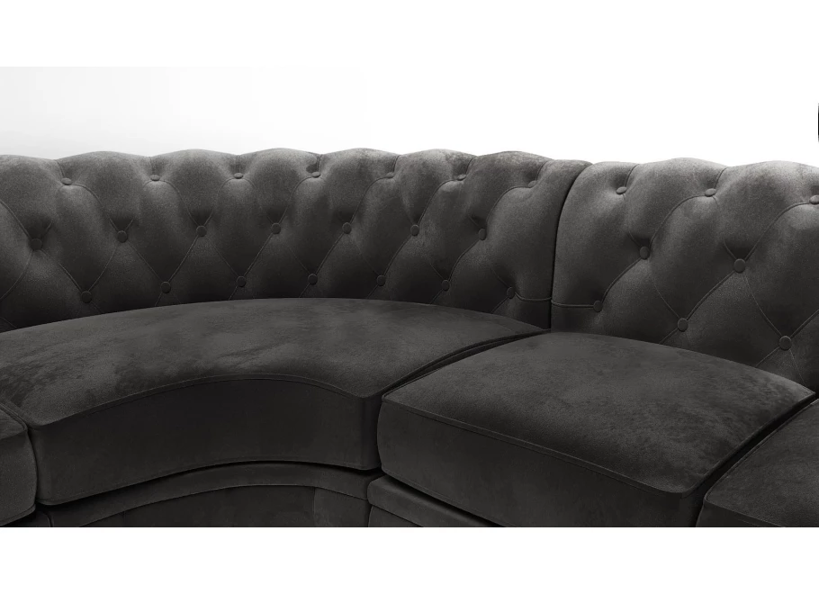 Narożnik sześcioosobowy z funkcją spania pikowany Chesterfield SOLARIS 3+E+2